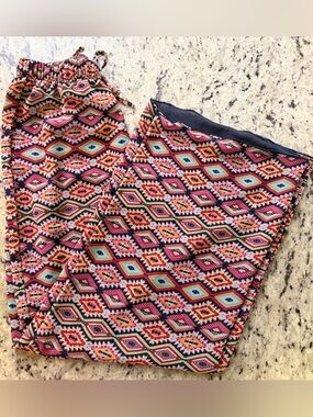 Sweet Pea Aztec Print Drawstring Wide Leg Pants